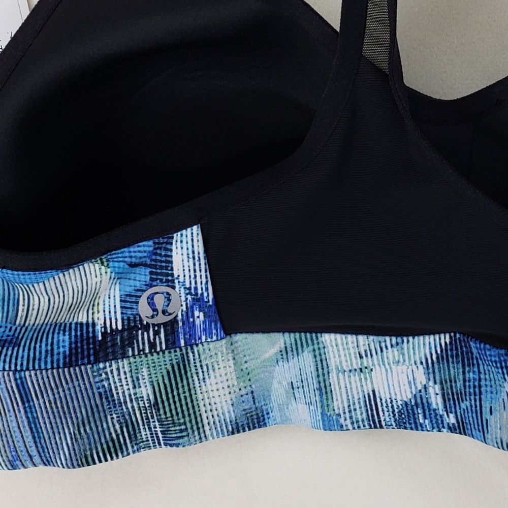 Lululemon Speed up Bra Padded Mesh Blue black sz 4 - Picture 8 of 8
